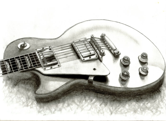 tegninger-med-blyant-en-gitar