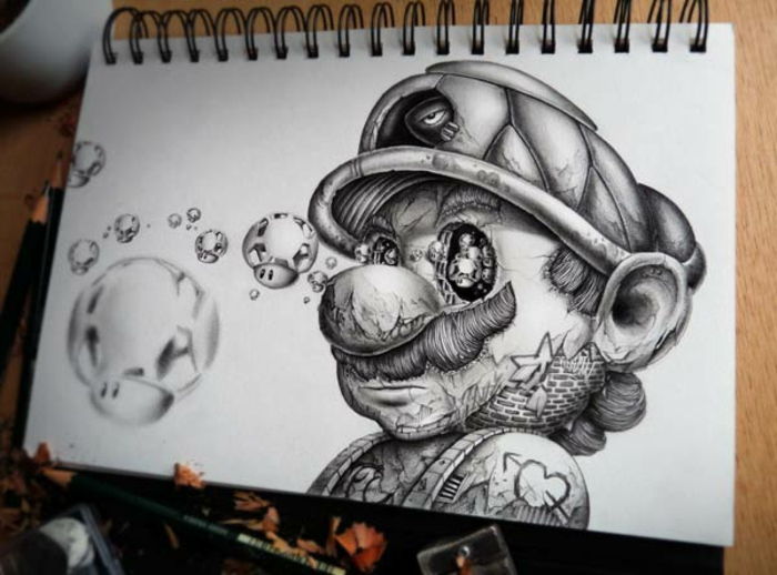 tegninger-med-blyant-Mario-bemalung