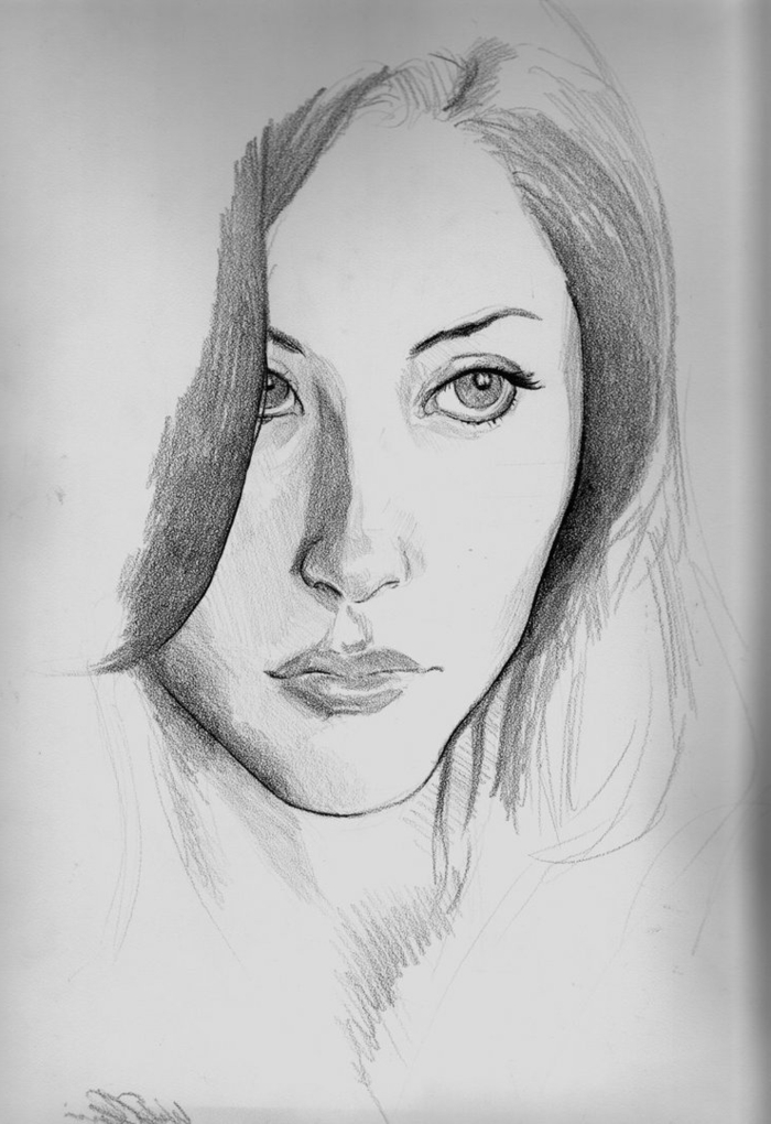 tegninger-med-blyant-vakre-ansikt-til-en-kvinne