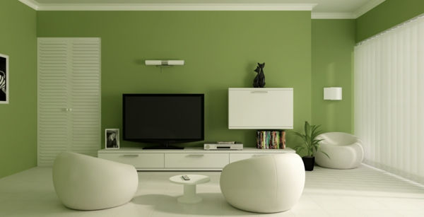 room-painting-idei-verde-culoare-podea în alb